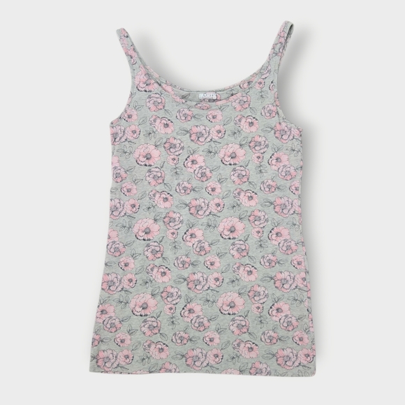 Duluth Trading Tank Top Shirt Womens Small Gray Floral Built In Bra Sleeveless - Picture 2 of 9